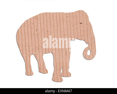 Boîte de papier de forme d'éléphants sur fond blanc Banque D'Images