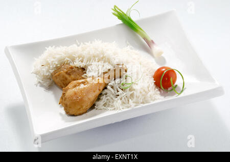 Fried Chicken & riz bouilli Banque D'Images