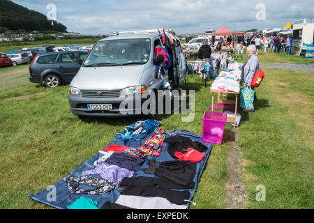 Clarach,location,vente,boot,dimanche,Ceredigion,brocante,vente,mi,Pays de Galles,Royaume-Uni. Banque D'Images