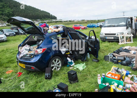 Clarach,location,vente,boot,dimanche,Ceredigion,brocante,vente,mi,Pays de Galles,Royaume-Uni. Banque D'Images