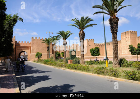 Mur défensif de Taroudant et gate. Banque D'Images