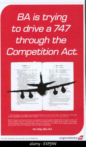 2000s UK Virgin Atlantic Magazine Advert Banque D'Images