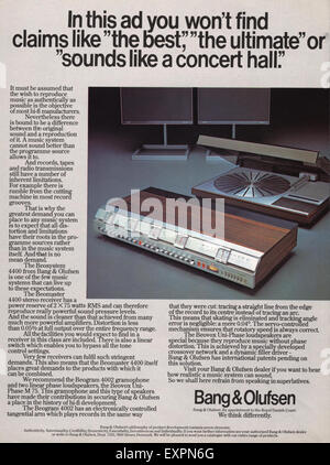 1970 UK Magazine Bang et Olufsen Annonce Banque D'Images