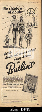 1950 UK Magazine Butlins Annonce Banque D'Images