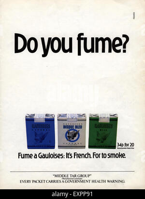 1970 UK Magazine annonce Gauloises Banque D'Images