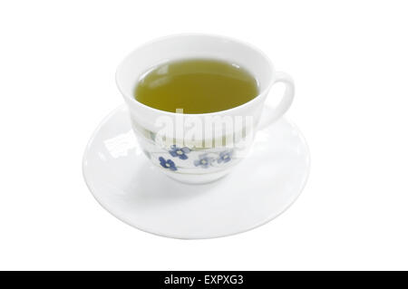 En céramique blanche d'une tasse de thé vert sur la table en bois Banque D'Images