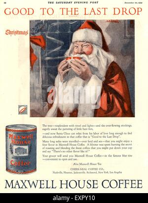 1920 USA Maxwell House Magazine Advert Banque D'Images