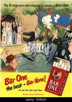 1950 UK Bar One Magazine Advert Banque D'Images