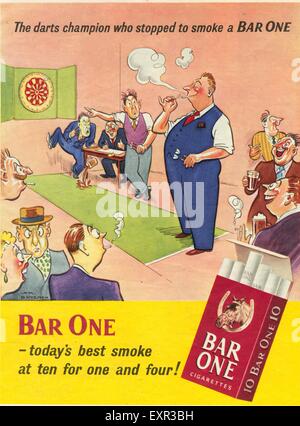 1950 UK Bar One Cigarettes Annonce magazine Banque D'Images