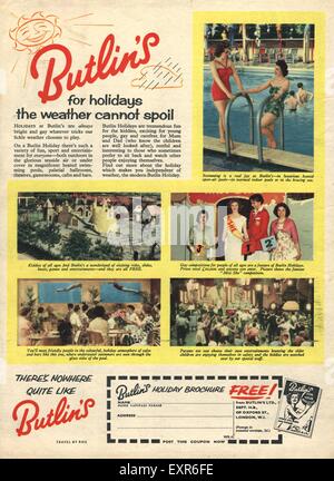 1950 UK Butlin's Magazine Advert Banque D'Images