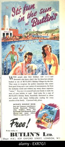 1950 UK Butlin's Magazine Advert Photo Stock - Alamy