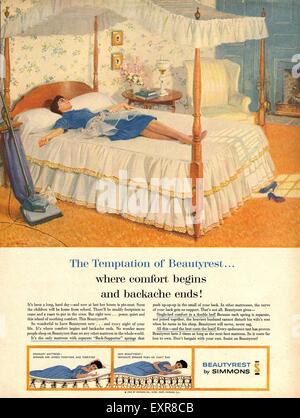 1950 USA Magazine Simmons Beautyrest Annonce Banque D'Images