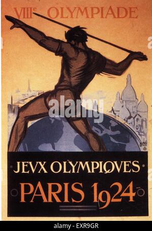 Années 1920, la France affiche des Jeux Olympiques Banque D'Images