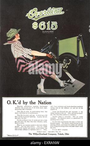 1920 Willys Overland USA Magazine annonce Voitures Banque D'Images