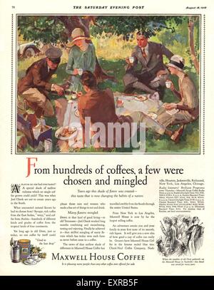 1920 USA Maxwell House Magazine Advert Banque D'Images