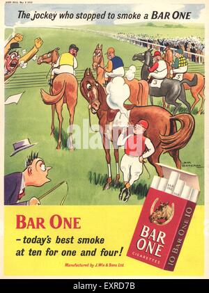 1950 UK Bar One Magazine Advert Banque D'Images