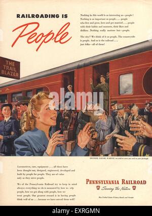 1940 USA Pennsylvania Railroad Magazine Advert Banque D'Images