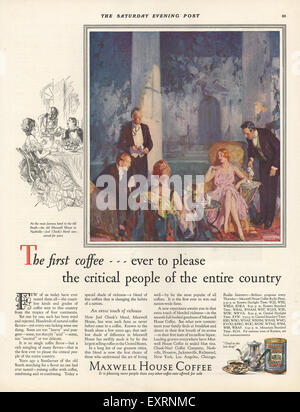 1920 USA Maxwell House Magazine Advert Banque D'Images