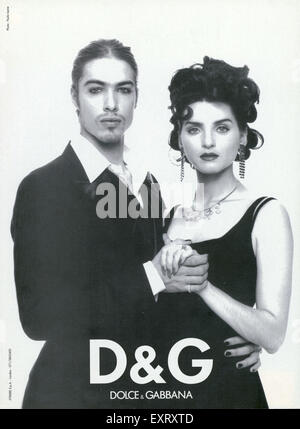 1990 UK Dolce & Gabbana Publicité Magazine Banque D'Images