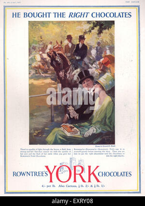 1920 Royaume-Uni Rowntree's York Chocolate Magazine Advert Banque D'Images