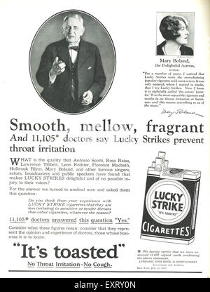 1920 USA Annonce Magazine Lucky Strike Banque D'Images