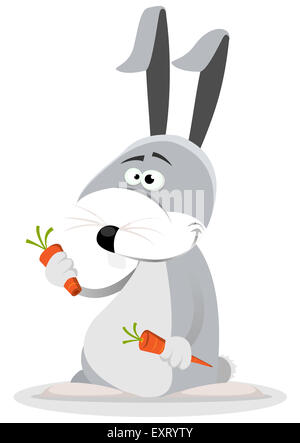 Illustration d'un personnage cartoon bunny et manger des légumes carottes holding pour le déjeuner Banque D'Images