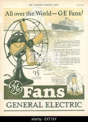 1920 USA General Electric Annonce magazine Banque D'Images