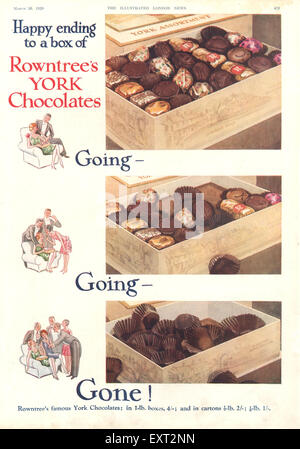 1920 Royaume-Uni Rowntree's York Chocolate Magazine Advert Banque D'Images