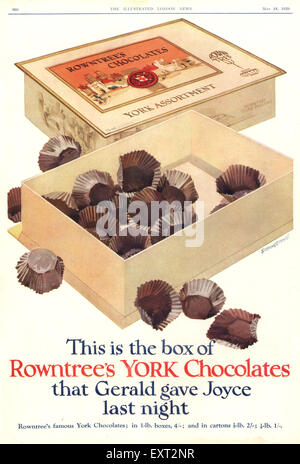 1920 Royaume-Uni Rowntree's York Chocolate Magazine Advert Banque D'Images