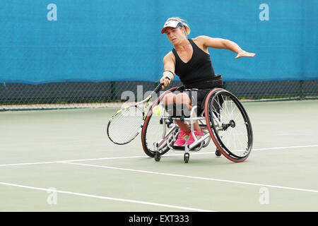 Centre de tennis de Nottingham, Nottingham, Royaume-Uni. 16 juillet, 2015. En tennis en fauteuil roulant du Canada. Du coup droit de Lucy Shuker (GBR) : Action de Crédit Plus Sport/Alamy Live News Banque D'Images