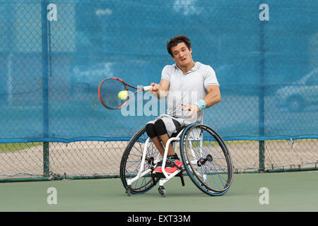 Centre de tennis de Nottingham, Nottingham, Royaume-Uni. 16 juillet, 2015. En tennis en fauteuil roulant du Canada. Du coup droit de Gustavo Fernandez (ARG) : Action de Crédit Plus Sport/Alamy Live News Banque D'Images