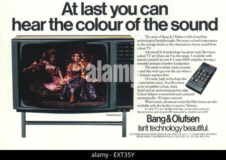 1970 UK Magazine Bang et Olufsen Annonce Banque D'Images