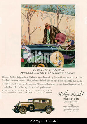 1920 Willys Knight annonce Magazine USA Banque D'Images