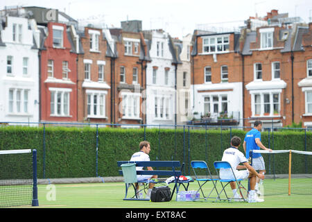 Queens Club, London, UK. 16 juillet, 2015. Tennis Coupe Davis, quart de finale de la pratique par l'équipe française. La France joue la Grande Bretagne 7-19 juillet 2015. Richard Gasquet (Fra) : Action de Crédit Plus Sport/Alamy Live News Banque D'Images