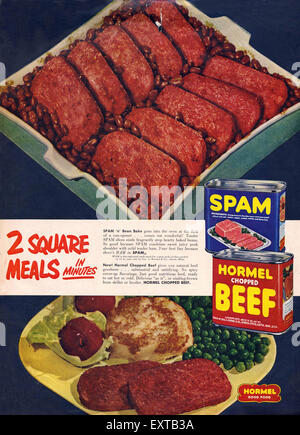 1950 USA Spam & corned-beef Annonce magazine Banque D'Images