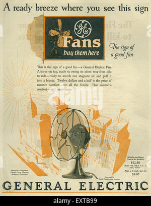 1920 USA General Electric Annonce magazine Banque D'Images