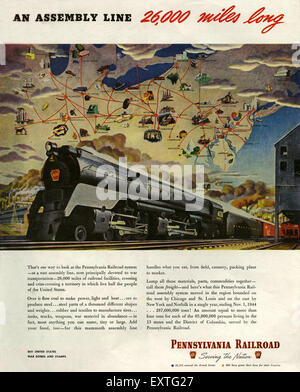 1940 USA Pennsylvania Railroad Magazine Advert Banque D'Images