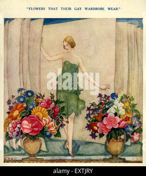 1920 UK Fashion et fleurs Plaque Magazine Banque D'Images