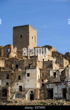 Italie, Basilicate, village abandonné de Craco Banque D'Images