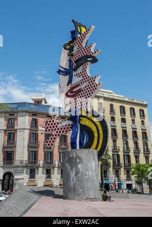 El Cap de Barcelone (la tête) surréalisme sculpture de l'artiste américain Roy Lichtenstein à Barcelone, Espagne Banque D'Images