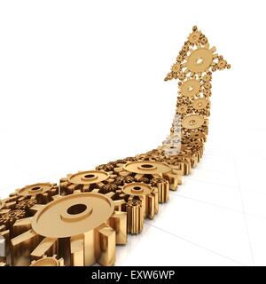 Flèche d'or formé par les pignons métalliques, 3D render Banque D'Images