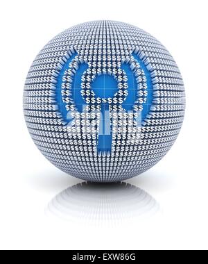 News sur l'icône globe formé par dollar sign Banque D'Images