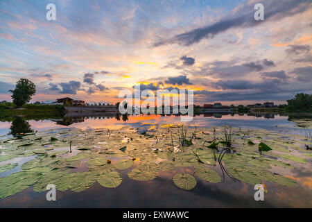 De soleil colorés sur la rivière. L'Ukraine Banque D'Images