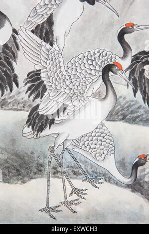 La peinture chinoise traditionnelle, d'oiseaux, grue, Banque D'Images