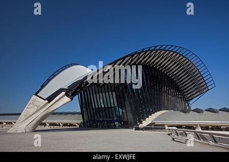Gare TGV à l'aéroport de Lyon par l'architecte Santiago Calatrava, Lyon, Rhône-Alpes, France Banque D'Images