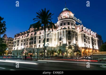 Nuit à l'hôtel Negresco, Nice, France Banque D'Images