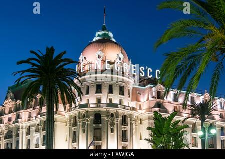 Nuit à l'hôtel Negresco, Nice, France Banque D'Images