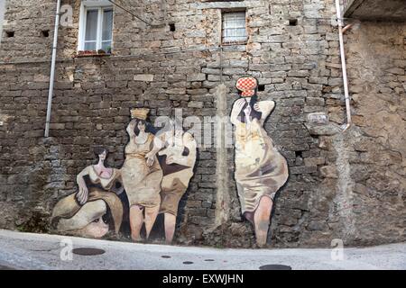 La peinture murale à Orgosolo, Sardaigne, Italie Banque D'Images