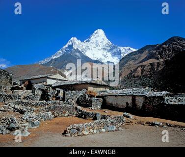 Village de montagne dans l'Himalaya, Népal Pangboche Banque D'Images