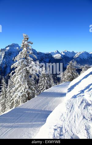 En hiver, Tegelberg Alpes Ammergau, Allgaeu, Bavaria, Germany, Europe Banque D'Images